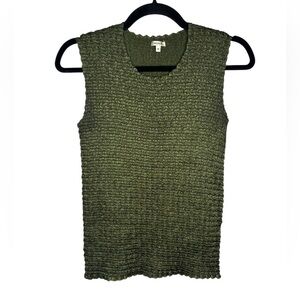 Y2K VTG Nicola Green Rouche Popcorn Tank Top Blouse Size Medium